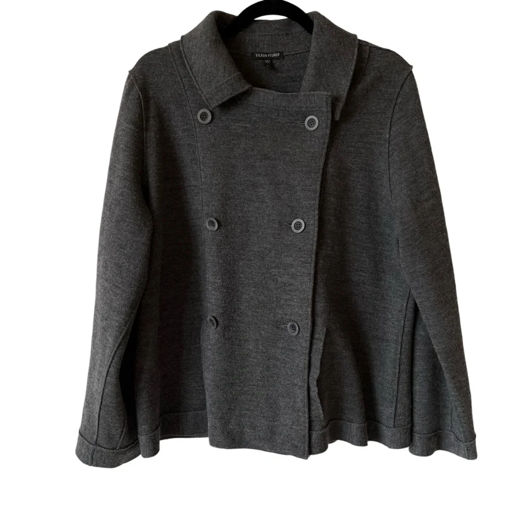 Eileen Fisher Wool Blend Double-Breasted Jacket Size XL